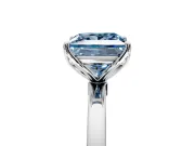 Solitaire Engagement Ring Setting for Fancy Blue Princess Cut Center with Thin Rounded Plain Band and Prong Head in Platinum