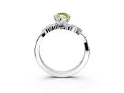 Solitaire Engagement Ring Setting for Fancy Yellow Marquise Center with Marquise Accent Twist Band and Prong Head in White Gold