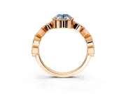 Milgrain Bezel Engagement Ring Setting for Fancy Blue Oval Center with Marquise Stations and Bezel Head in Rose Gold