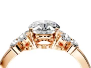 Solitaire Engagement Ring Setting for Oval Center with Marquise Flower Shoulders and Prong Head in Rose Gold