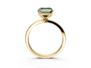 Solitaire Engagement Ring Setting for Fancy Green Asscher Cut Center with Thin Rounded Plain Band and Prong Head in Yellow Gold
