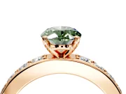 Solitaire Engagement Ring Setting for Fancy Green Oval Center with Channel-Set Accents and Prong Head in Rose Gold