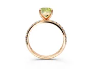Solitaire Engagement Ring Setting for Fancy Yellow Cushion Cut Center with Micro Pave Band and Prong Head in Rose Gold