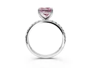 Solitaire Engagement Ring Setting for Fancy Pink Princess Cut Center with Micro Pave Band and Prong Head in Sterling Silver