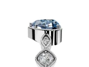 Vintage Station Engagement Ring Setting for Fancy Blue Heart-Shaped Center with Accents and Prong Head in White Gold