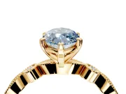 Solitaire Engagement Ring Setting for Fancy Blue Marquise Center with Milgrain Bezel Accents and Prong Head in Yellow Gold