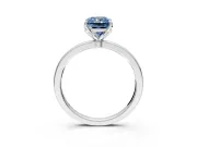 Solitaire Engagement Ring Setting for Fancy Blue Radiant Cut Center with Thin Rounded Plain Band and Prong Head in Platinum