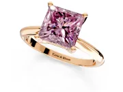 Solitaire Engagement Ring Setting for Fancy Pink Princess Cut Center with Knife Ridge Band and Claw Prong Head in Rose Gold