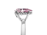 Solitaire Engagement Ring Setting for Fancy Pink Pear-Shaped Center with Fine Wire Band and Prong Head in White Gold