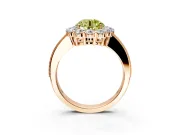 Halo Engagement Ring Setting for Fancy Yellow Round Cut Center with Milgrain Channel Band and Prong Head in Rose Gold