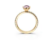 Solitaire Engagement Ring Setting for Fancy Pink Marquise Center with Shared-Prong Accents and Prong Head in Yellow Gold