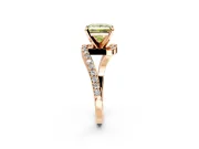 Solitaire Engagement Ring Setting for Fancy Yellow Princess Cut Center with Pave Bypass Swirl Band and Prong Head in Rose Gold