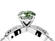 Solitaire Engagement Ring Setting for Fancy Green Oval Center with Criss-Cross Accent Band and Prong Head in Platinum