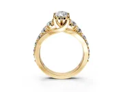 Solitaire Engagement Ring Setting for Pear-Shaped Center with Graduated Shared Prongs and Prong Head in Yellow Gold