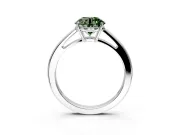 Solitaire Engagement Ring Setting for Fancy Green Round Cut Center with Open Cathedral Shoulders and Prong Head in Sterling Silver