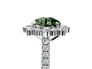 Halo Engagement Ring Setting for Fancy Green Round Cut Center with Single-Row Pave, Open Basket and Prong Head in Platinum