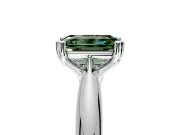 Solitaire Engagement Ring Setting for Fancy Green Emerald Cut Center with Reverse Tapered Band and Prong Head in Platinum