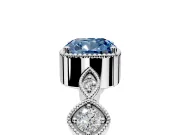 Vintage Station Engagement Ring Setting for Fancy Blue Cushion Cut Center with Accents and Prong Head in Platinum