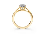 Solitaire Engagement Ring Setting for Radiant Cut Center with Plain Bypass Twist Band and Prong Head in Yellow Gold