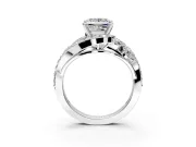Halo Engagement Ring Setting for Princess Cut Center with Marquise and Pave Bypass Band and Prong Head in White Gold