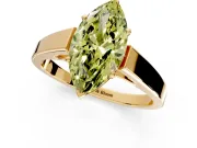 Solitaire Engagement Ring Setting for Fancy Yellow Marquise Center with Tapered Split Shoulders and Prong Head in Yellow Gold