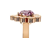 Cluster Halo Engagement Ring Setting for Fancy Pink Heart-Shaped Center with Milgrain Bezel Accents and Prong Head in Rose Gold
