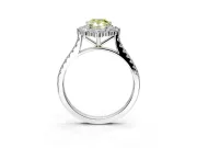 Halo Engagement Ring Setting for Fancy Yellow Pear-Shaped Center with Single-Row Pave, Open Basket and Prong Head in Platinum