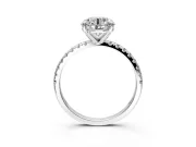 Solitaire Engagement Ring Setting for Round Cut Center with Fine Pave Narrow Band and Prong Head in Platinum