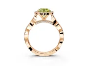 Halo Engagement Ring Setting for Fancy Yellow Round Cut Center with Twist Band and Prong Head in Rose Gold