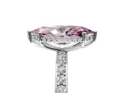 Hidden Halo Engagement Ring Setting for Fancy Pink Marquise Center with Pave Band and Prong Head in White Gold