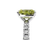 Solitaire Engagement Ring Setting for Fancy Yellow Emerald Cut Center with Fine Pave Band and Claw Prong Head in Sterling Silver