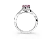 Solitaire Engagement Ring Setting for Fancy Pink Heart-Shaped Center with Twisted Pave Split Shank and Prong Head in White Gold