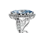 Halo Engagement Ring Setting for Fancy Blue Marquise Center with Leaf Motif Split Shank and Prong Head in Platinum