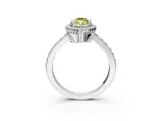 Halo Engagement Ring Setting for Fancy Yellow Marquise Center with Inner Milgrain Border and Prong Head in Sterling Silver