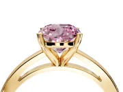 Solitaire Engagement Ring Setting for Fancy Pink Cushion Cut Center with Basket Rail and Prong Head in Yellow Gold