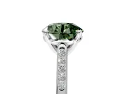 Solitaire Engagement Ring Setting for Fancy Green Round Cut Center with Channel Accents and Prong Head in Platinum