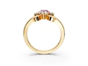 Solitaire Engagement Ring Setting for Fancy Pink Pear-Shaped Center with Twisted Band and Scroll Prong Head in Yellow Gold