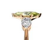 3 Stone Engagement Ring Setting for Fancy Yellow Marquise Center with Large Pear-Shaped Accents and Prong Head in Rose Gold