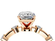 Solitaire Engagement Ring Setting for Radiant Cut Center with Bezel Station Band and Prong Head in Rose Gold