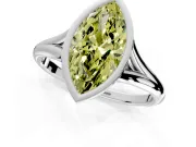 Solitaire Engagement Ring Setting for Fancy Yellow Marquise Center with V Split Shank and Bezel Head in White Gold