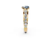 Solitaire Engagement Ring Setting for Fancy Blue Heart-Shaped Center with Graduated Shared Prongs and Prong Head in Yellow Gold