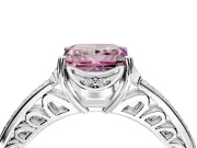 Floral Engagement Ring Setting for Fancy Pink Princess Cut Center with Four Accent Clusters and Prong Head in White Gold
