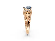 Solitaire Engagement Ring Setting for Fancy Blue Heart-Shaped Center with Filigree Accent Basket and Prong Head in Rose Gold