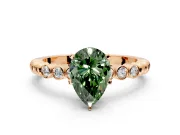 Solitaire Engagement Ring Setting for Fancy Green Pear-Shaped Center with Bezel-Dot Beaded Band and Prong Head in Rose Gold