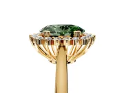 Starburst Halo Engagement Ring Setting for Fancy Green Oval Center with Thin Round-Wire Band and Prong Head in Yellow Gold