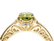 Floral Engagement Ring Setting for Fancy Yellow Emerald Cut Center with Four Accent Clusters and Prong Head in Yellow Gold