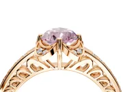 Floral Engagement Ring Setting for Fancy Pink Pear-Shaped Center with Four Accent Clusters and Prong Head in Rose Gold