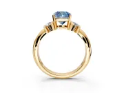 Solitaire Engagement Ring Setting for Fancy Blue Cushion Cut Center with Grooved Bar Accent Band and Prong Head in Yellow Gold