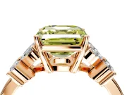 Floral Engagement Ring Setting for Fancy Yellow Asscher Cut Center with Marquise Cluster Shoulders and Prong Head in Rose Gold