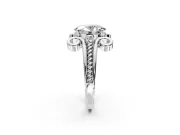 Solitaire Engagement Ring Setting for Oval Center with Twisted Band and Scroll Prong Head in Platinum
